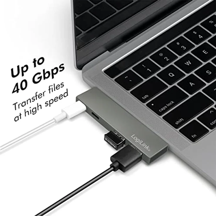 LogiLink USB 3.2 (Gen2x2) Multifunktionaler Hub mit 4 Ports, PD 3.0 (PowerDelivery 100W), Farbe: Silber – Bild 2