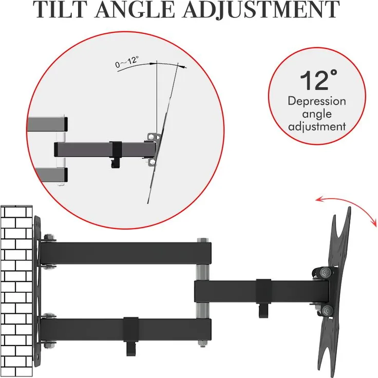 FANNOU TV-Wandhalterung TMX200, schwenkbar 180°, neigbar, bis 30kg, VESA 200x200, schwarz, inkl. Wasserwaage