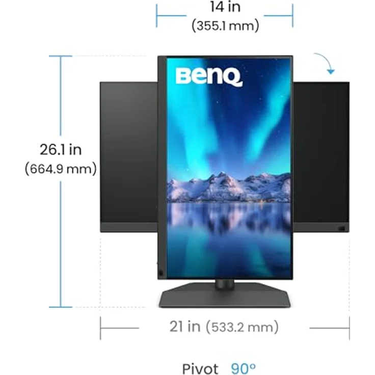 BenQ SW242Q 24-Zoll 2K Monitor für Bildbearbeitung, MacBook/Windows-kompatibel, 99% Adobe RGB, 98% P3, Hardware-Kalibrierung, 90W USB-C, TÜV Anti-Reflexionszertifikat, 16-bit 3D LUT, HDR10 - Schwarz – Bild 4