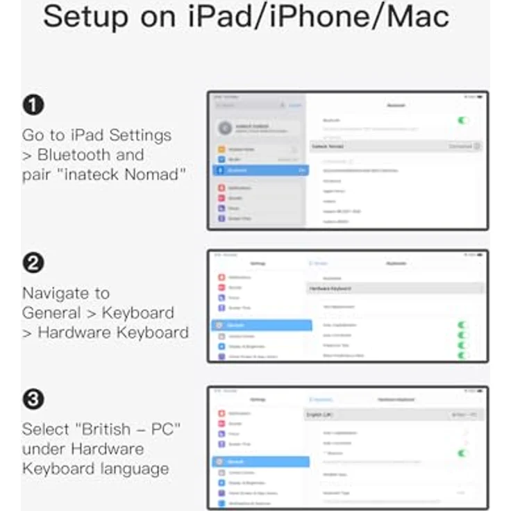 Inateck Faltbare Kabellose Tastatur Nomad N0135, Bluetooth-Tastatur mit Nummernblock, Multi-Device Verbindung, Tragbares Design, Smart AI Funktion, für iPad/iPhone/Android/Windows, mit Ständer – Bild 5
