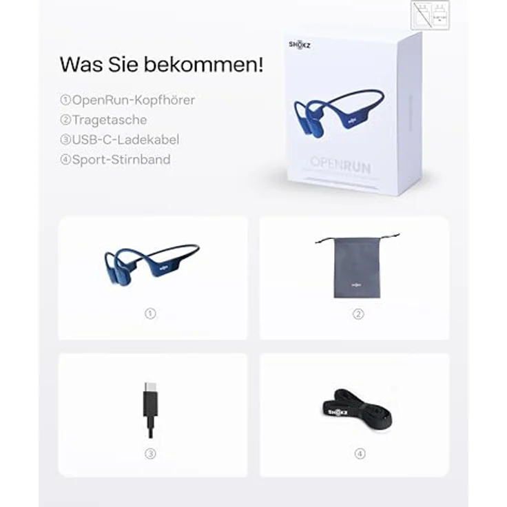 Shokz Openrun Sport Kopfhörer - Bone Conduction Technologie, kabellos, Blau mit integriertem Mikrofon und digitaler Geräuschunterdrückung – Bild 10