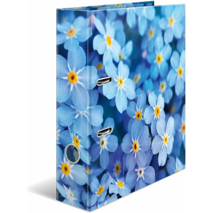 HERMA Aktenordner Ordner Blue Flowers Motivordner 7,0 cm DIN A4, Blumenmuster, 7cm, HERMA