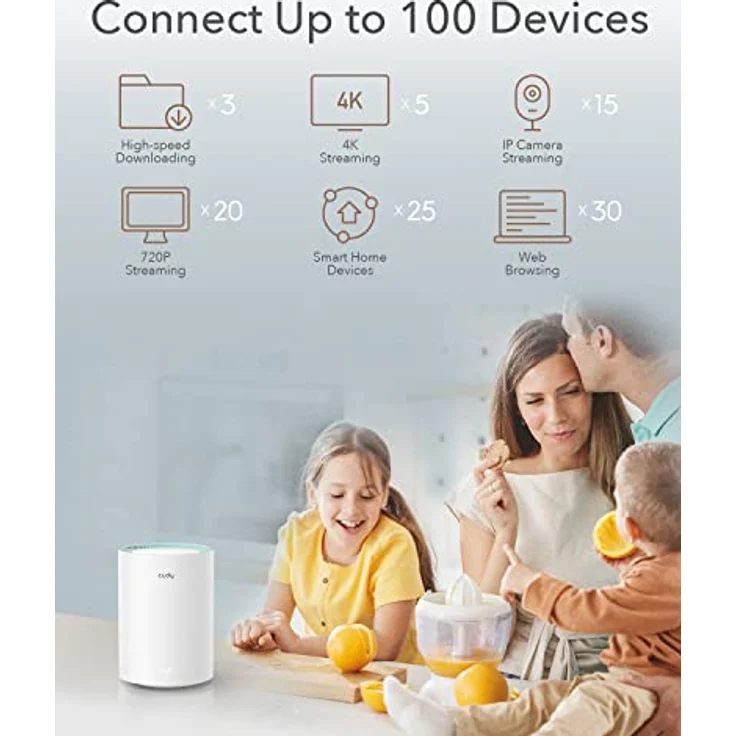 Cudy AC1200 Gigabit Whole-Mesh-WLAN-System, Dualband, WLAN-Extender, Gigabit-Ports, High-Gain-Antennen, VPN, Cloudflare, Verbindung von bis zu 100 Geräten, M1300 2er-Pack – Bild 3