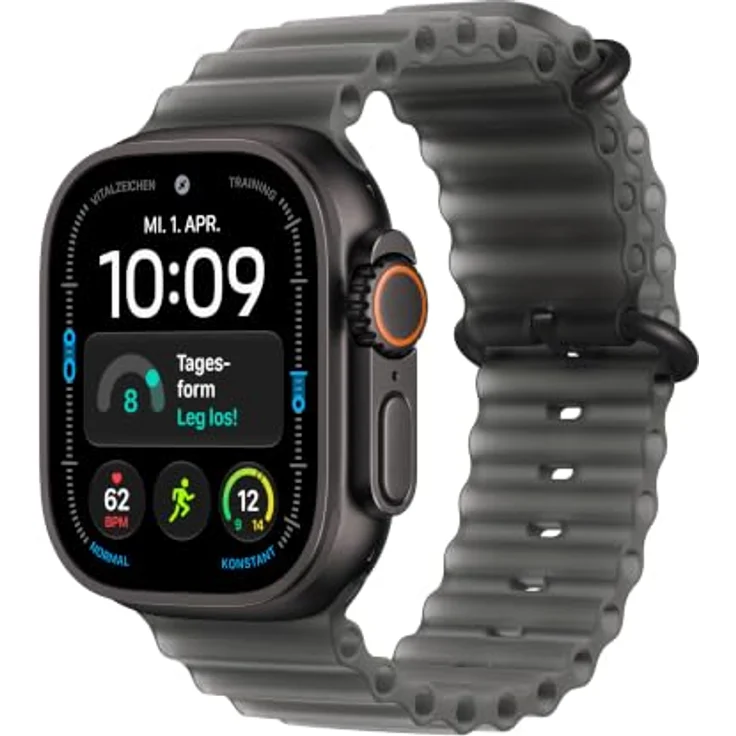 Apple Watch Ultra 4 Cellular 49mm, Schwarz Titan Case, Haltransparente Schwarz Ocean Band, S11 Chip, Präzises Dual-Frequenz GPS, Unfall- und Sturzerkennung – Bild 1