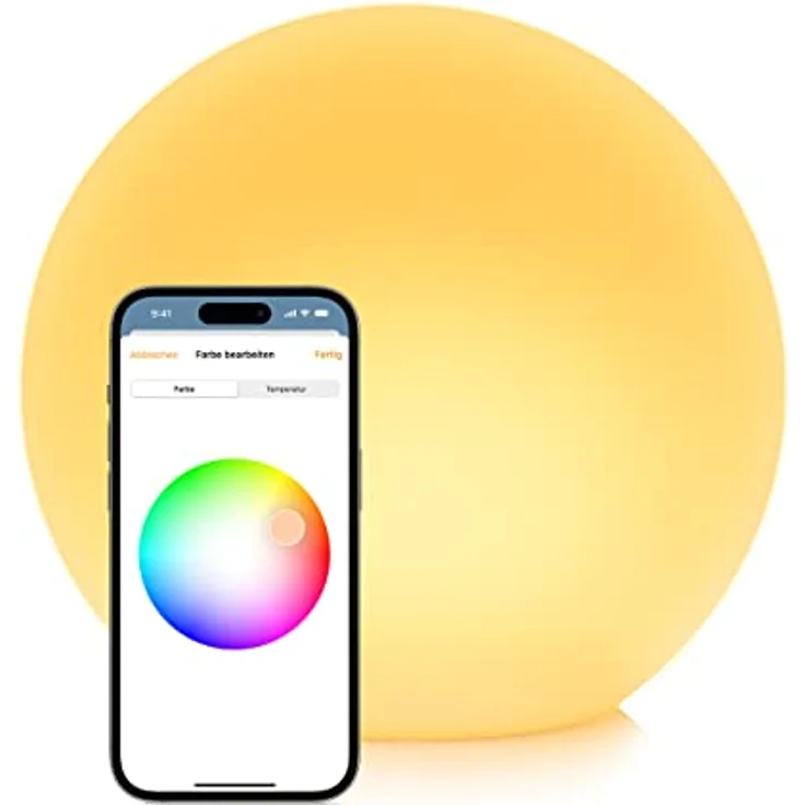 Eve Flare – Tragbare smarte LED-Kugelleuchte, wasserbeständig, weißes & farbiges Licht, 90 lm, Ø 25 cm, dimmbar, Keine Bridge nötig, Bluetooth & Thread, App-Steuerung, Apple HomeKit