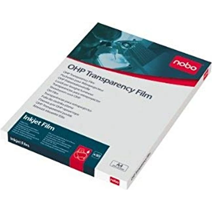 Nobo Folie 50 Stück DIN A4 für Inkjetdrucker 120my Stärke Kompatibel mit Tintenstrahldrucker – Bild 1