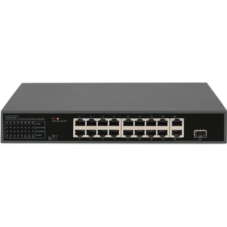 DIGITUS 16 Port FE PoE Switch , 2 GE Uplinks (RJ45 - SFP)  – Bild 3