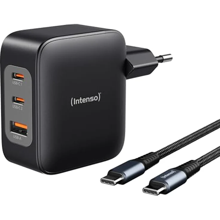 Intenso W100ACC + C520C, 100 W USB-Ladegerät-Set mit GaN-Technologie, Schwarz – Bild 1