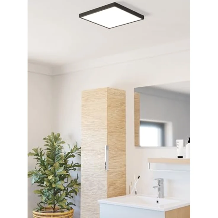 EGLO LED Deckenleuchte Fueva 6, eckige Badezimmer Deckenlampe aus Kunststoff in Schwarz und Weiß, IP44, 29 x 29 cm, warmweiß-kaltweiß – Bild 5