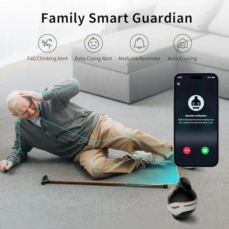 Enabot EBO X,Intelligenter Fahrbare Roboter für die Heimüberwachung mit Kartierung und Navigation,Stabilisierte 4K Überwachungskamera mit Nachtsicht,Premium-Lautsprecher mit Alexa-Integration – Bild 3