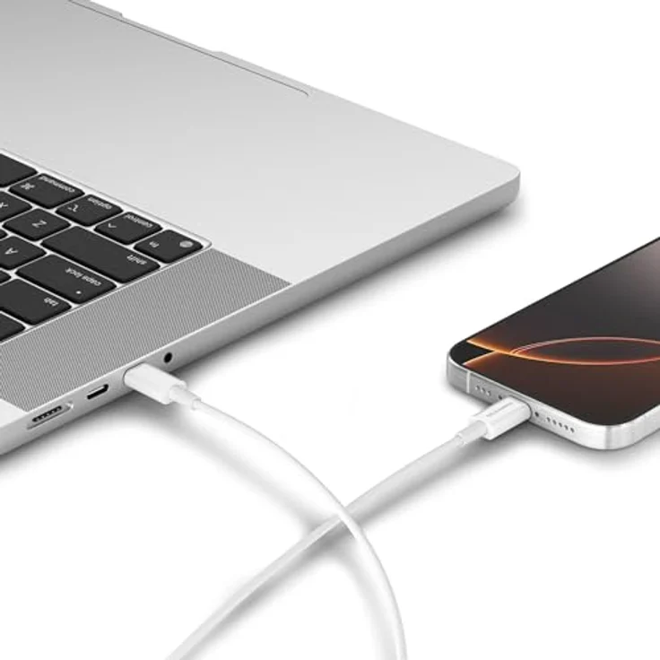 VONMÄHLEN USB-C zu USB-C Kabel, 60 Watt Fast Charging, 1 Meter, langlebig und flexibel aus geflochtenem Nylon, weiß – Bild 2