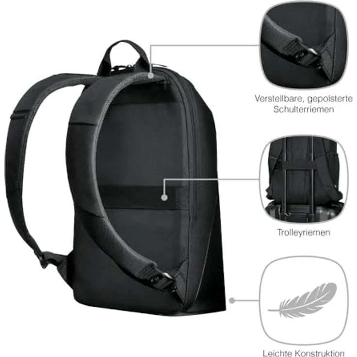 Wenger UrbanOne Light Backpack, Rucksack für Laptops bis 14" aus recycelten Materialien, schwarz – Bild 5