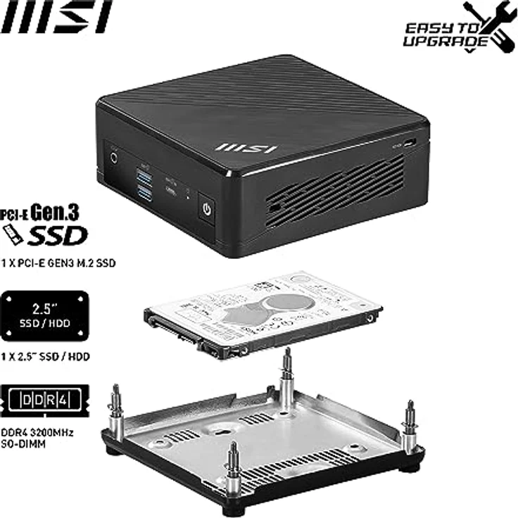 MSI Cubi N ADL-007DE N100 Mini-PC, Intel N100, 4 GB RAM, 128 GB SSD, Luftkühlung, kompakt und leise – Bild 4