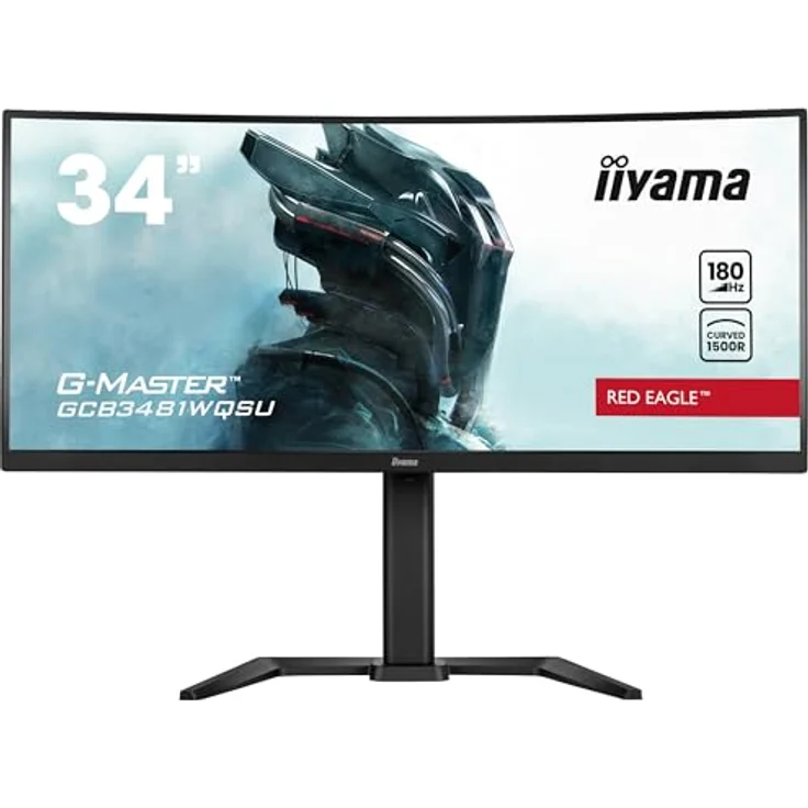 iiyama G-Master Red Eagle GCB3481WQSU-B1 Curved 1500R 86,4cm 34“ VA LED Gaming Monitor UWQHD HDMI DP USB3.2 0.3ms 180Hz HDR400 Adaptive Sync Höhenverstellung schwarz – Bild 2