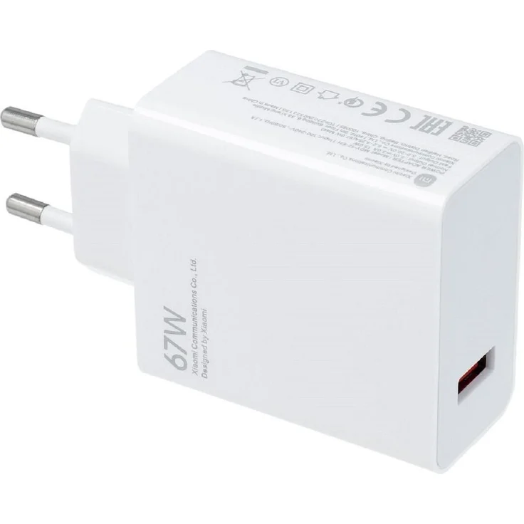 Xiaomi MDY-12-EH, Original Wand-Ladegerät, 67W Schnell-Ladegerät mit Quick Charge 3.0, Weiß