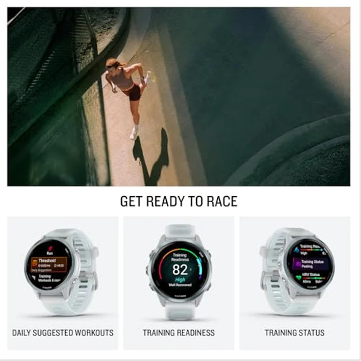Garmin® Forerunner® 570, 42 mm, GPS-Lauf- und Triathlon-Smartwatch mit AMOLED-Display, wolkenblaues Aluminium und durchscheinendem Weißstein, integriertes Mikrofon, Trainings- und Erholungsfunktionen – Bild 4
