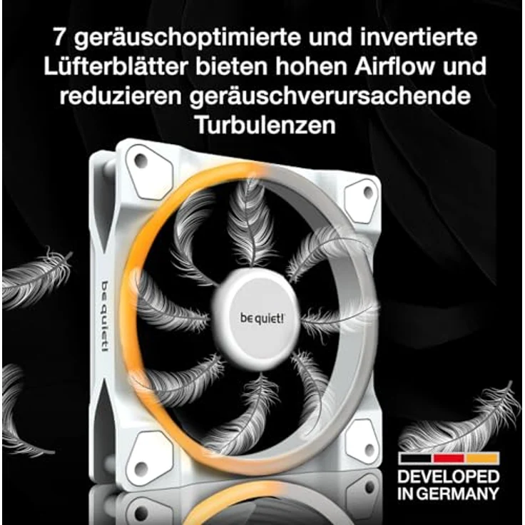 be quiet! Light Wings 140mm PWM Reverse White, hoher Airflow, ARGB-Beleuchtung, sehr leiser Betrieb – Bild 2