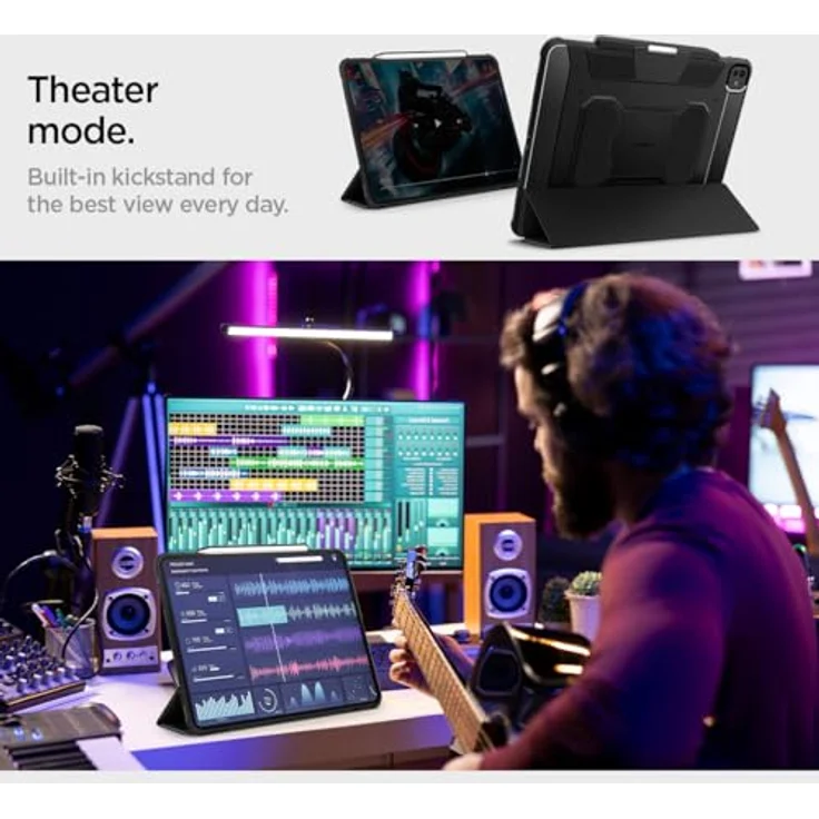 Spigen Rugged Armor Pro Hülle für iPad Pro 13 Zoll 7.Generation M4 (2024) - Schwarz, Stilvolles Design, Air Cushion Technologie und integrierter Ständer – Bild 5