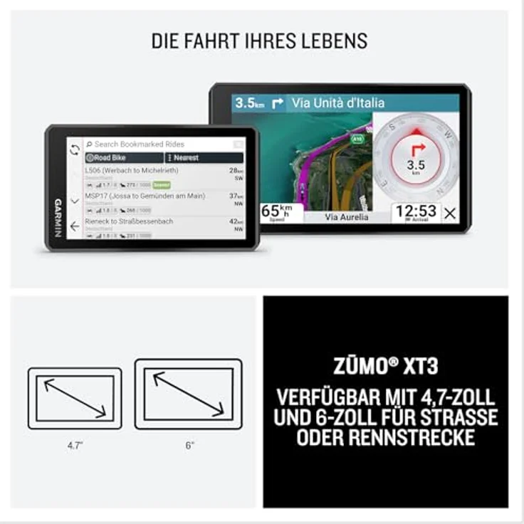 Garmin zmo XT3, Motorrad-Navi mit 4,7 Zoll TFT-Display, Bluetooth, GPS und der Funktion Garmin Adventurous Routing, schwarz – Bild 7