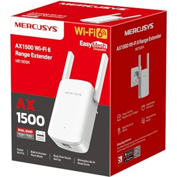Mercusys WL-Repeater ME1500X AX1500, Wi-Fi Range Extender mit 1201 Mbit/s, dualbandiger Access Point, EasyMesh-Unterstützung, WPS-Taste für einfache Einrichtung – Bild 8