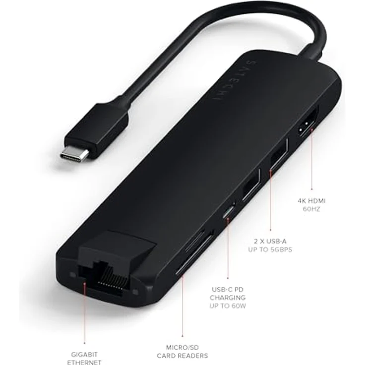Satechi Type-C Multi-Port Hub 4K Ethernet Slim Black - Preisvergleich – Bild 2