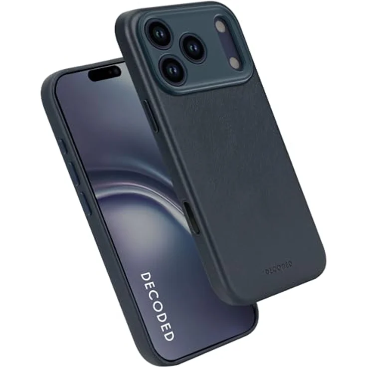 Decoded Lederhülle für iPhone 17 Pro Max, Premium ECCO Leder, MagSafe Kompatibel, Vollständiger Kameraschutz, Metalltasten, Marineblau – Bild 1