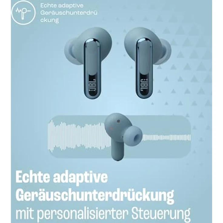 JBL Live Beam 3, Wireless Earbud-Kopfhörer mit Bluetooth, 48 Stunden Akkulaufzeit, True Adaptive Noise Cancelling und hochauflösendem Signature Sound, IP55 wasserfest, Blau – Bild 5