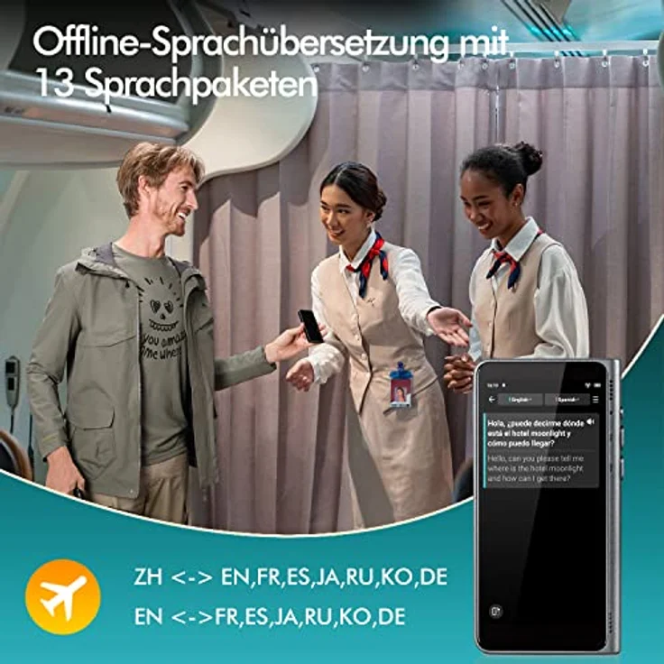 Timekettle Fluentalk T1 Übersetzungsgerät, Foto Übersetzer und Unterstützung für 40 Sprachen, Sprachübersetzer ohne Wifi ohne Verbindung, 2 Jahre lang kostenlose globale mobile Daten für Reisen – Bild 3
