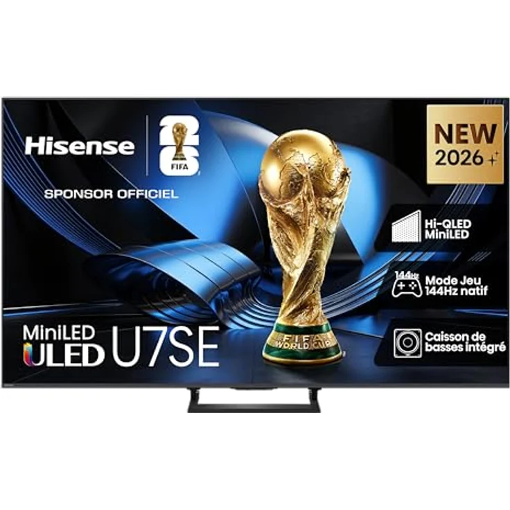 Hisense 55U7SE, 55 Zoll ULED Smart-TV, 4K UHD, 144 Hz, HDR, WLAN, Schwarz/Grau – Bild 1
