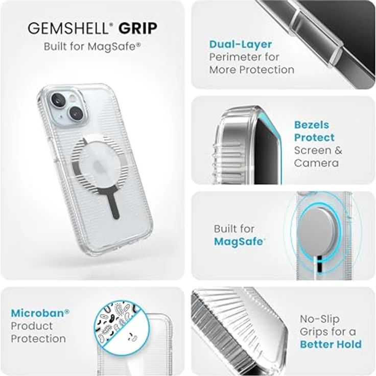 Speck iPhone 15 Hülle – Transparent, Schlank, MagSafe, Fallschutzgriff, Kratzfest, Vergilbungsfrei, für iPhone 15, 14 & 13, 6,1 Zoll – Bild 3