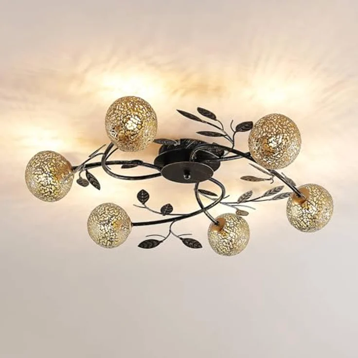 Lucande Deckenlampe 'Evory' in Gold/Messing aus Metall für Wohnzimmer & Esszimmer (6 flammig, G9) - Florentiner Deckenleuchte, Lampe, Wohnzimmerlampe by Lucande – Bild 2