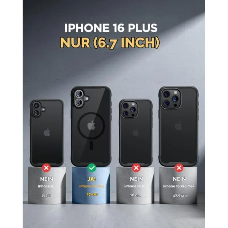 Miracase 360 Grad iPhone 16 Plus Hülle mit Magsafe, Komplettschutz, Magnetisch, Stoßfest, Eingebauter 9H Glas Displayschutz, 6,7 Zoll, Schwarz – Bild 2