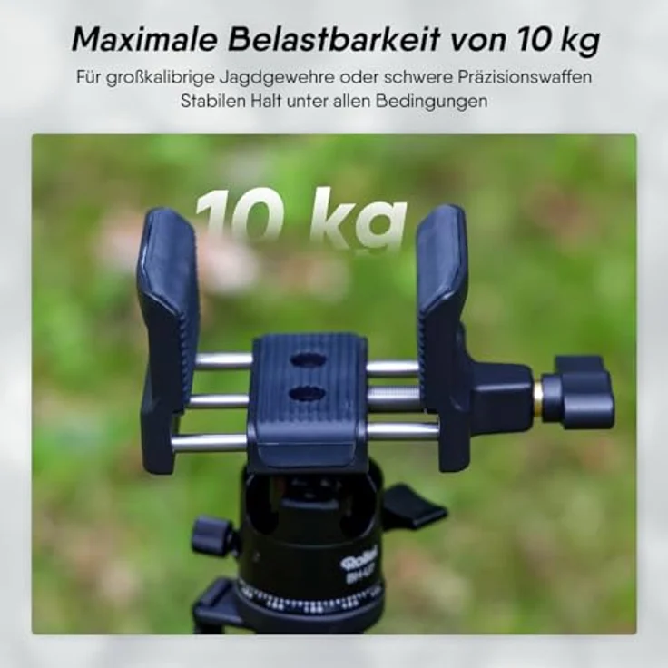 Rollei Gewehrklemme BH-U7, 360° Drehung mit Kugelkopf, 10 kg Tragkraft, Spannweite 3–7 cm, Aluminium & Gummi, 600 Gramm – Bild 4
