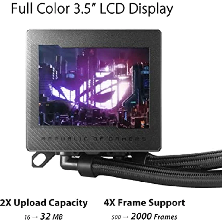 ASUS ROG Ryujin III 360 ARGB All-in-One Flüssig CPU-Kühler (3,5 Zoll LCD, Asetek-Pumpe der 8. Generation, 3x ROG 120mm Radiator mit magnetischen Daisy-Chain ARGB-Lüftern, schwarz) – Bild 3