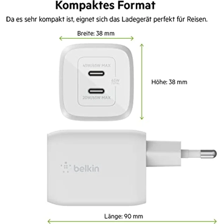 Belkin Dual Netzladegerät 65W PD USB-C, weiß, PPS-Tech.WCH013vfWH – Bild 5