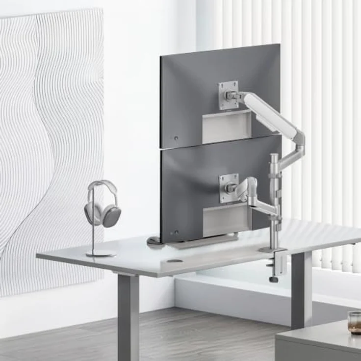 Ergo Office ER-692 Dual-Monitorhalterung für 2 Monitore (17–32 Zoll), Gasfeder, VESA 75x75/100x100, max. 10 kg pro Arm – Bild 6