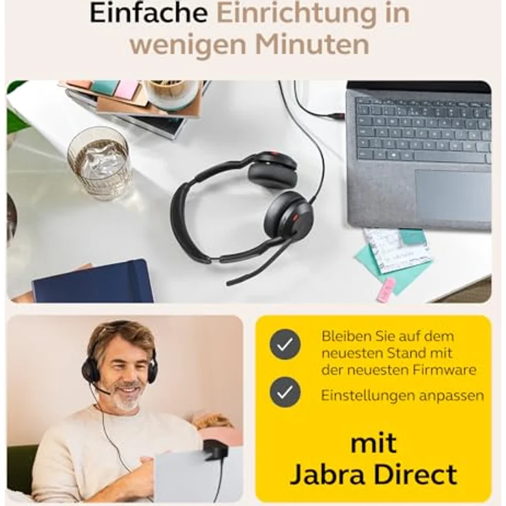 Jabra Evolve2 50, schnurgebundenes Stereo Headset mit USB-A/USB-C, aktive Geräuschunterdrückung und Busylight, zertifiziert für Microsoft Teams – Bild 5