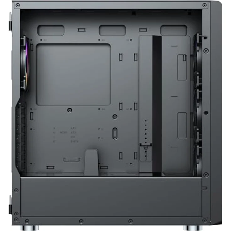 SILENTWARE Silentware Air 100 Midi Tower PC-Gehäuse, Große Metall Mesh-Front, gehärtetes Glas-Seitenfenster, 4x 120mm A-RGB Hydro-Lager Lüfter, GPU bis 383mm, abnehmbarer Mesh Deckel, ATX Netzteil, Schwarz – Bild 4