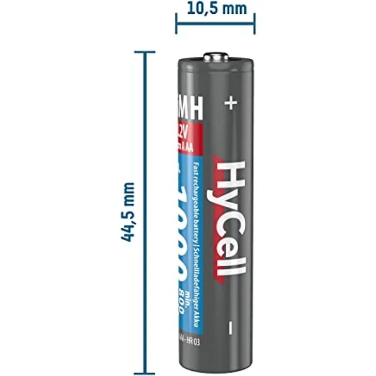 HyCell wiederaufladbar Akku Batterie Micro AAA 1000mAh NiMH ohne Memory-Effekt 4er Pack Photo Fotoakku Digitalkamera Spielzeug-Akku – Bild 2