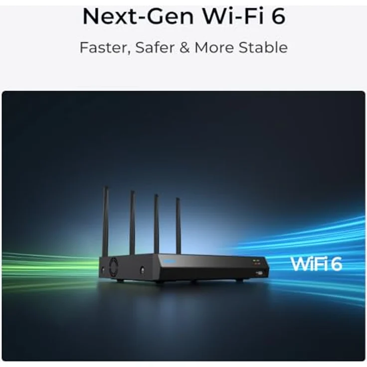 Reolink NVS12W NVR, Wi-Fi 6 Netzwerkvideorekorder mit 2TB HDD, 4 externe High-Gain-Antennen, offline Aufzeichnung in Kabellos Weiß – Bild 3