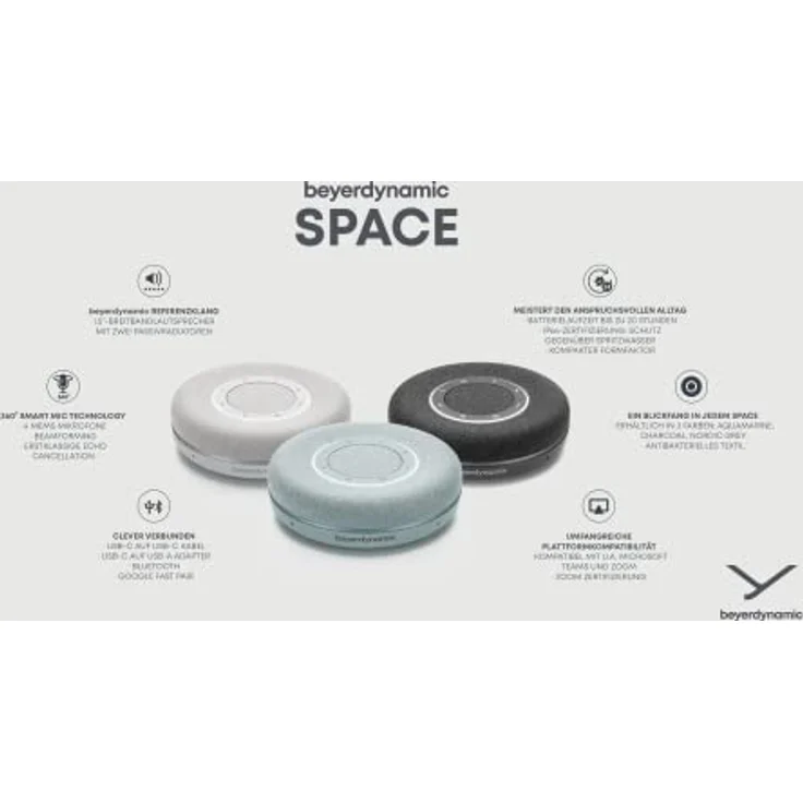 beyerdynamic Space Freisprechlösung für die Arbeit zu Hause und im Büro, hervorragender Klang für Musikwiedergabe, Geräuschunterdrückung und Echounterdrückung, Teams und Zoom (Zertifikate) – Bild 3