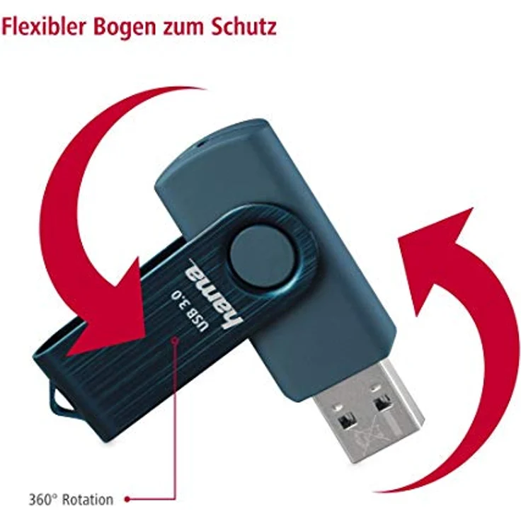 Hama 256 GB USB-Stick USB 3.0 Datenstick (90 MB-s Datentransfer, mit Öse zur Befestigung am Schlüsselring, Speicherstick, Memory Stick aus Metall, geeignet für Windows-MacBook) Petrolblau – Bild 4
