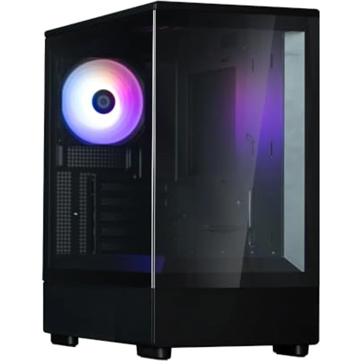 Zalman PC-Gehäuse Mini Tower P10 (Schwarz) mit 2 gehärteten Glaspaneelen und 120mm ARGB-Lüfter – Bild 1