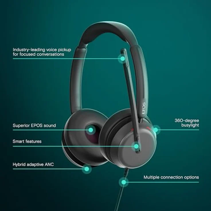 EPOS Impact 860T ANC - USB-C Headset für offene Büroumgebungen, Super-Wideband-Audio, Microsoft Teams zertifiziert – Bild 2