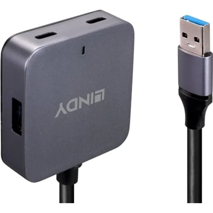 LINDY 43388 5 m 4 Port USB 3.0 Hub, Hochleistungs-Hub mit aktivem Kabel, 5 Gbit/s Geschwindigkeit, schwarz – Bild 3