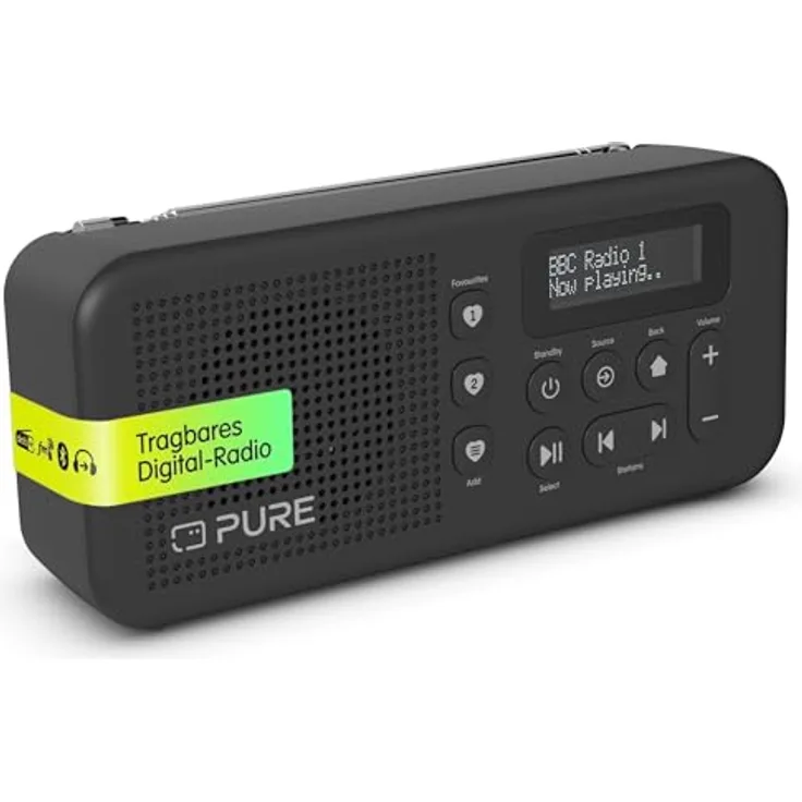 Pure Elan Move, Tragbares Digitalradio DAB+ & FM mit Bluetooth 5.3, Akku bis 16 Std, LCD-Display – Schwarz
