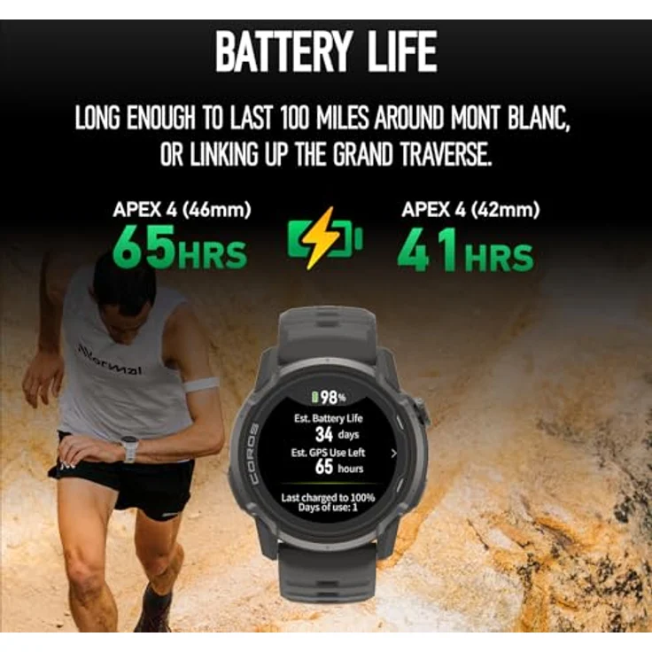 COROS APEX 4 Sportuhr mit GPS, 1,2" MIP-Touchscreen, globale Karten, 34 Tage Akku, 5 Klettermodi, Mikrofon und Lautsprecher (Schwarz, 42mm) – Bild 3