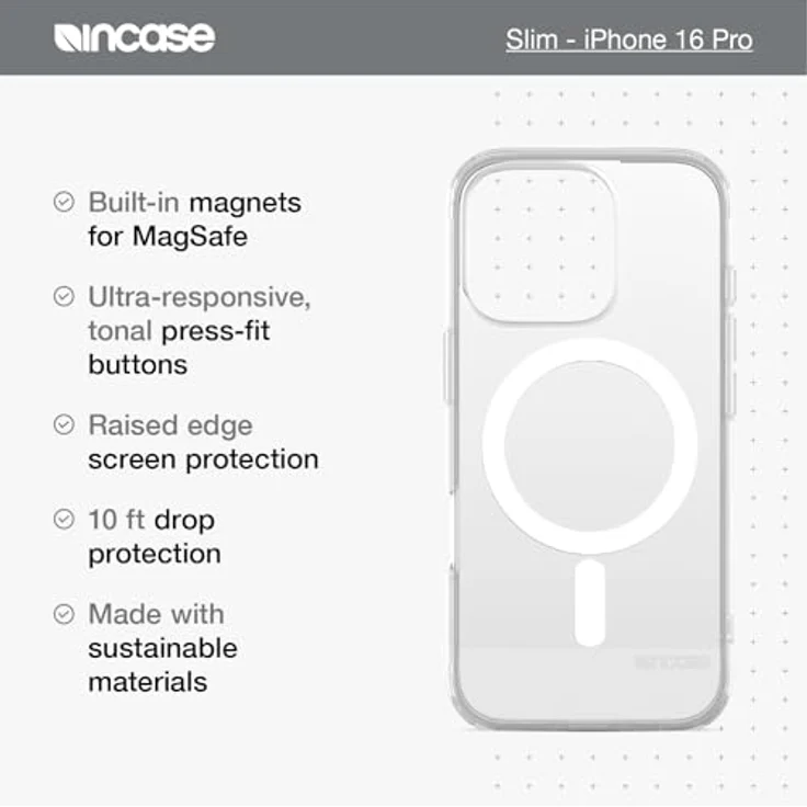 Incase Schlanke Apple Magsafe Hülle für iPhone 16 Pro – 2,4 m Fallschutz – leichte Apple iPhone-Hülle mit integrierten Magneten für MagSafe-Laden (transparent) – Bild 4