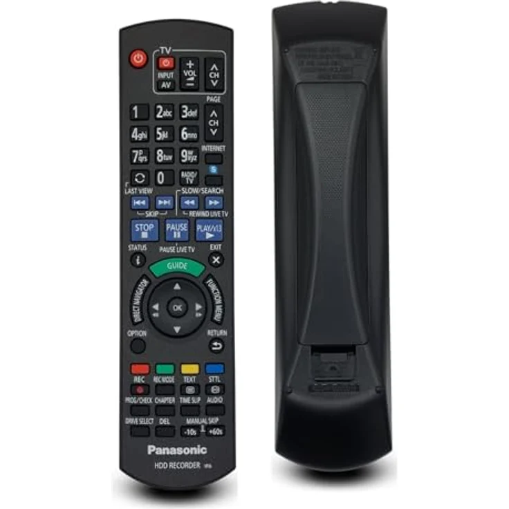 Panasonic N2QAYB000914, Original-Fernbedienung für Blu-ray Festplattenrekorder, ergonomisches Design, hohe Reichweite, kompatibel mit DMR-HCT130 EG, DMR-HCT230 EG, DMR-HST130 EG, DMR-HST230 EG, DMR-BST800 – Bild 1