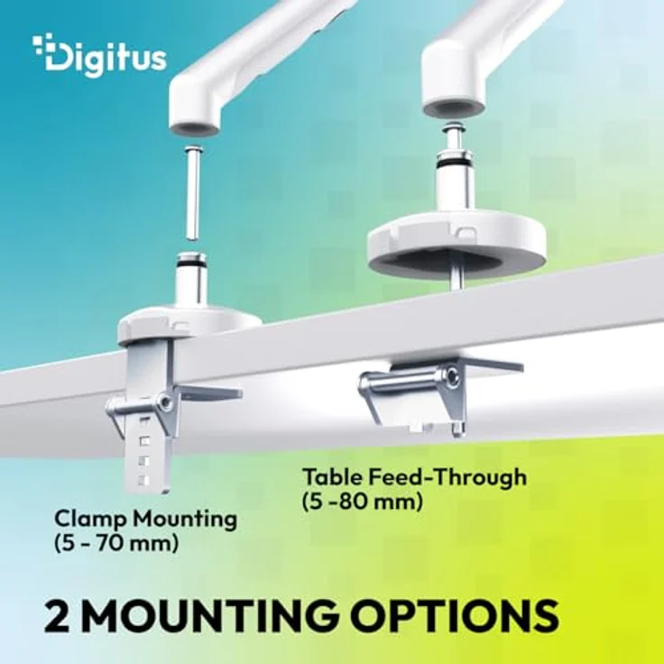 DIGITUS Monitor Halterung – für 1 Monitor bis 35 Zoll – mechanische Feder, 10 kg Traglast, VESA 75x75/100x100, Tischklemme, Design Serie, Weiß – Bild 5